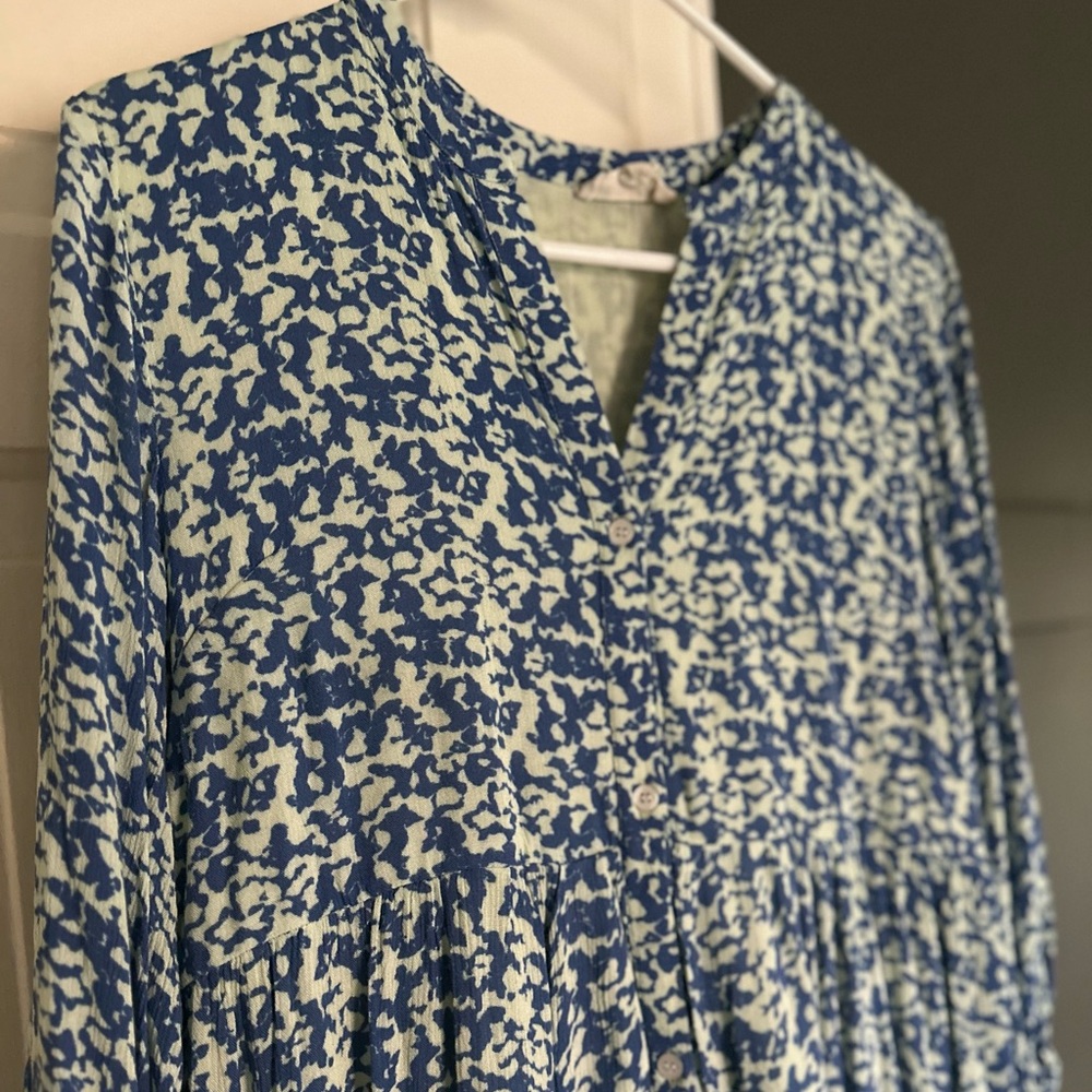 Anthropologie Celina Moon Tiered Midi Dress V-Neck 3/4 Sleeve Boho Cottagecore - Picture 2 of 8